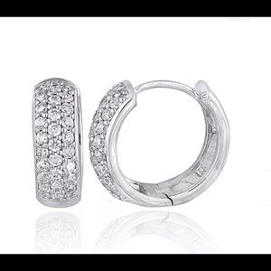 Sterling silver and cz huggie earrings